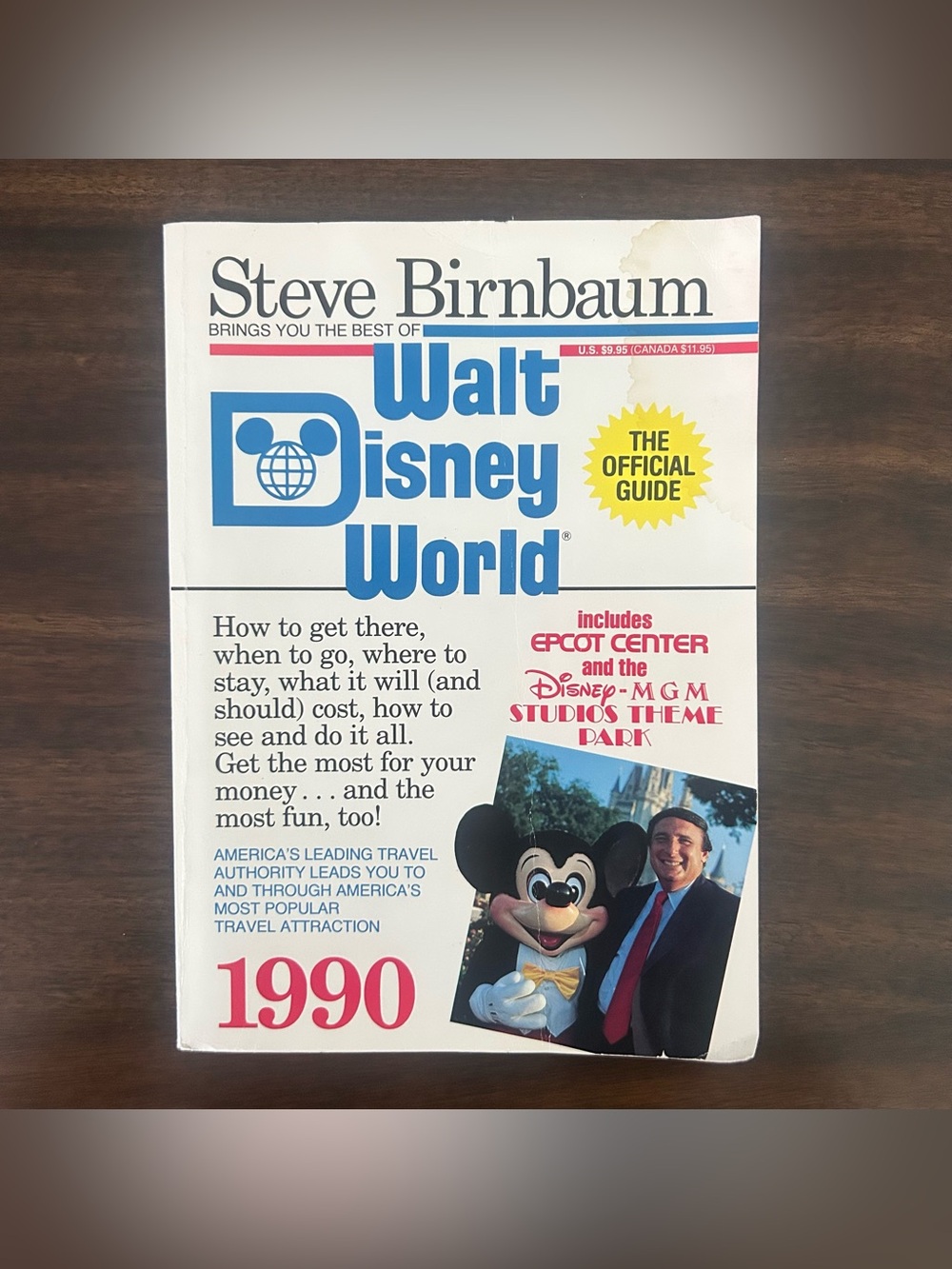 Vintage 1990 Walt Disney World Official Guide with Map by Steve Birnbaum Book